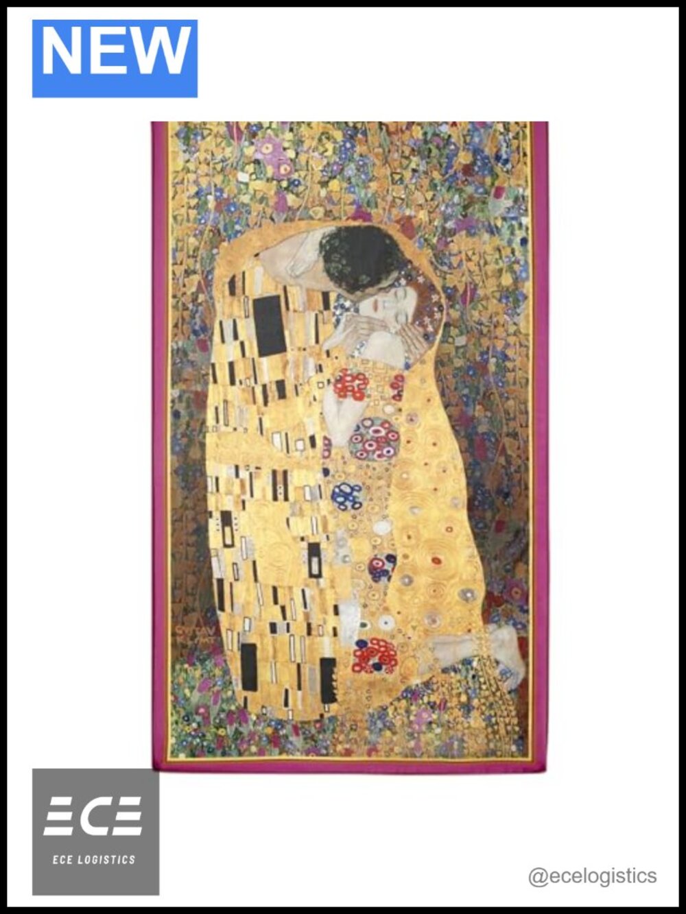 Klimt The Kiss Art Print Scarf Lightweight Polyester